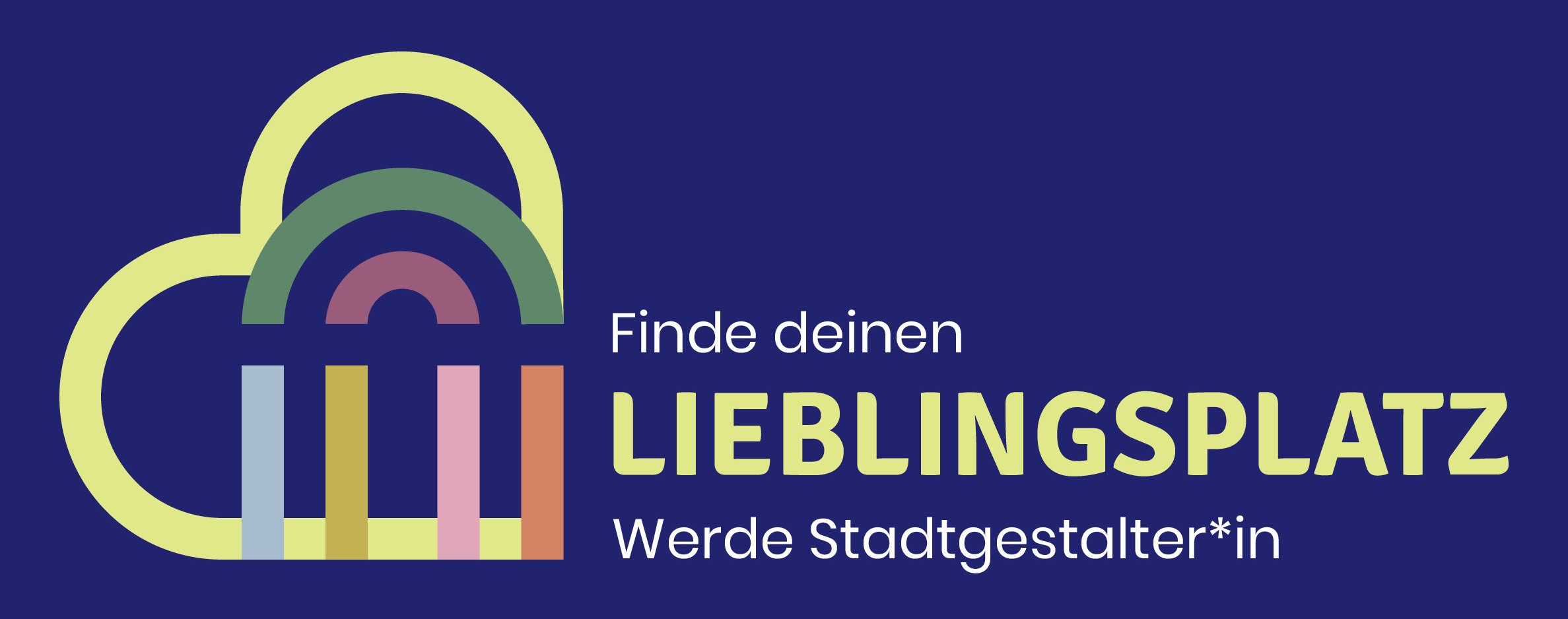 Ein blauer Hintergrund, auf dem steht: Finde deinen Lieblingsplatz, werde Stadtgestalter*in zusammen mit einem bunten Logo, das ein Herz und einen stilisierten Leopold-Sprudel kombiniert, © Stadt Bad Salzuflen Ein blauer Hintergrund, auf dem steht: Finde deinen Lieblingsplatz, werde Stadtgestalter*in zusammen mit einem bunten Logo, das ein Herz und einen stilisierten Leopold-Sprudel kombiniert, © Stadt Bad Salzuflen