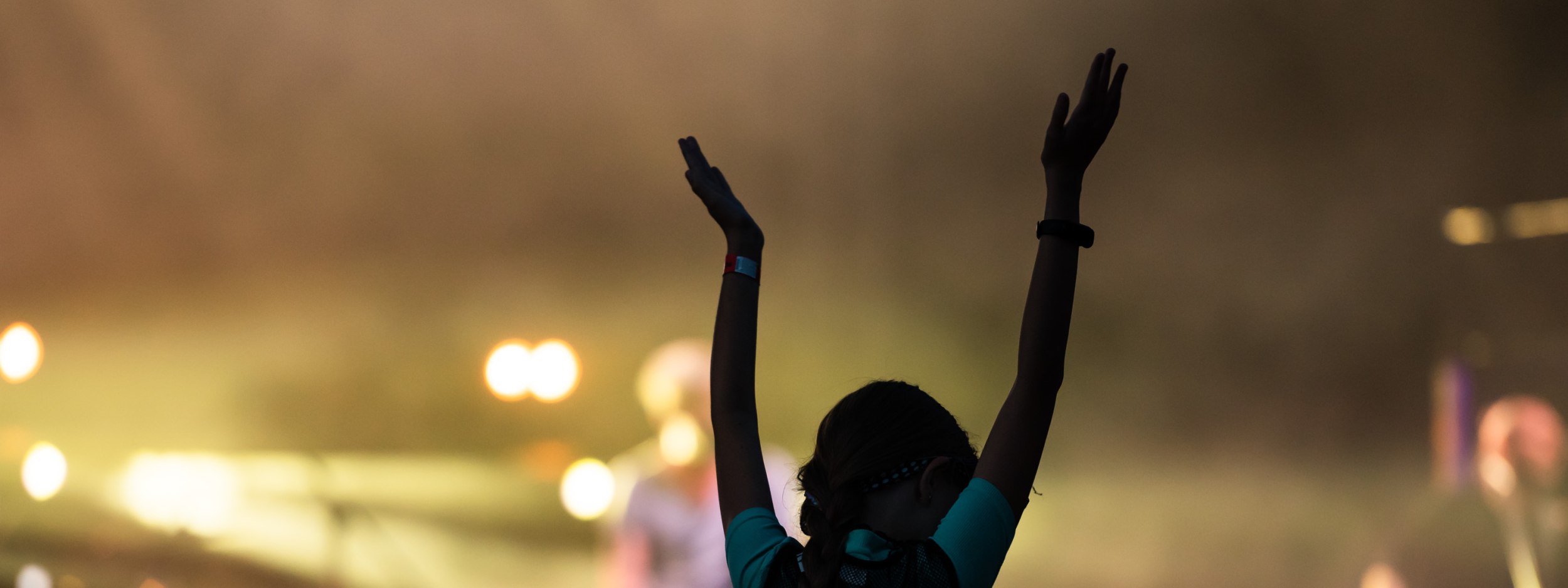 Zu sehen ist das Publikum auf einem Festival. Eine Frau sitzt auf den Schultern eines anderen Menschen und reckt die Hände in die Luft., © stock.adobe.com - Dziurek 