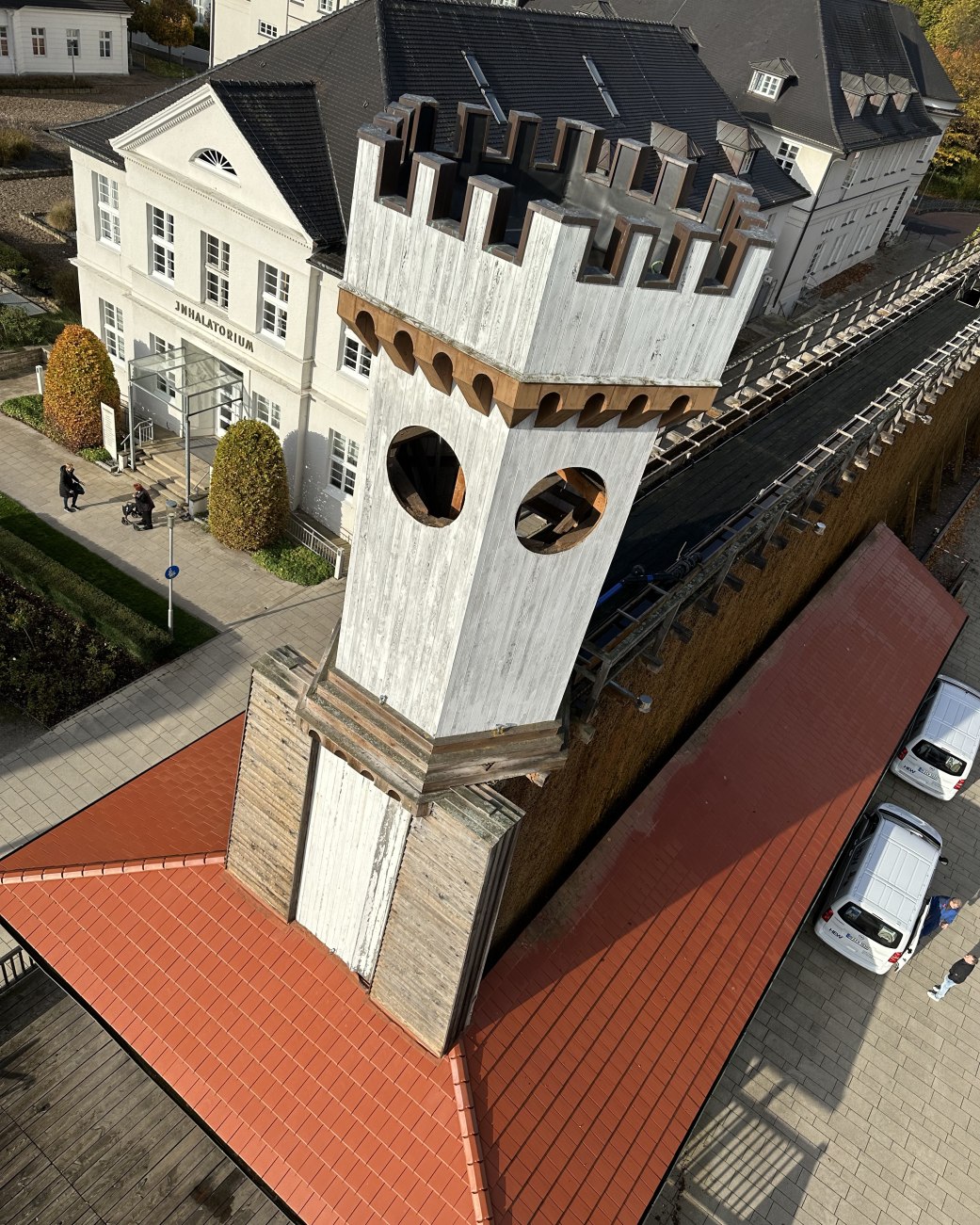 Das uhrenlose Uhrenturmgradierwerk von oben., &copy; Stadt Bad Salzuflen
