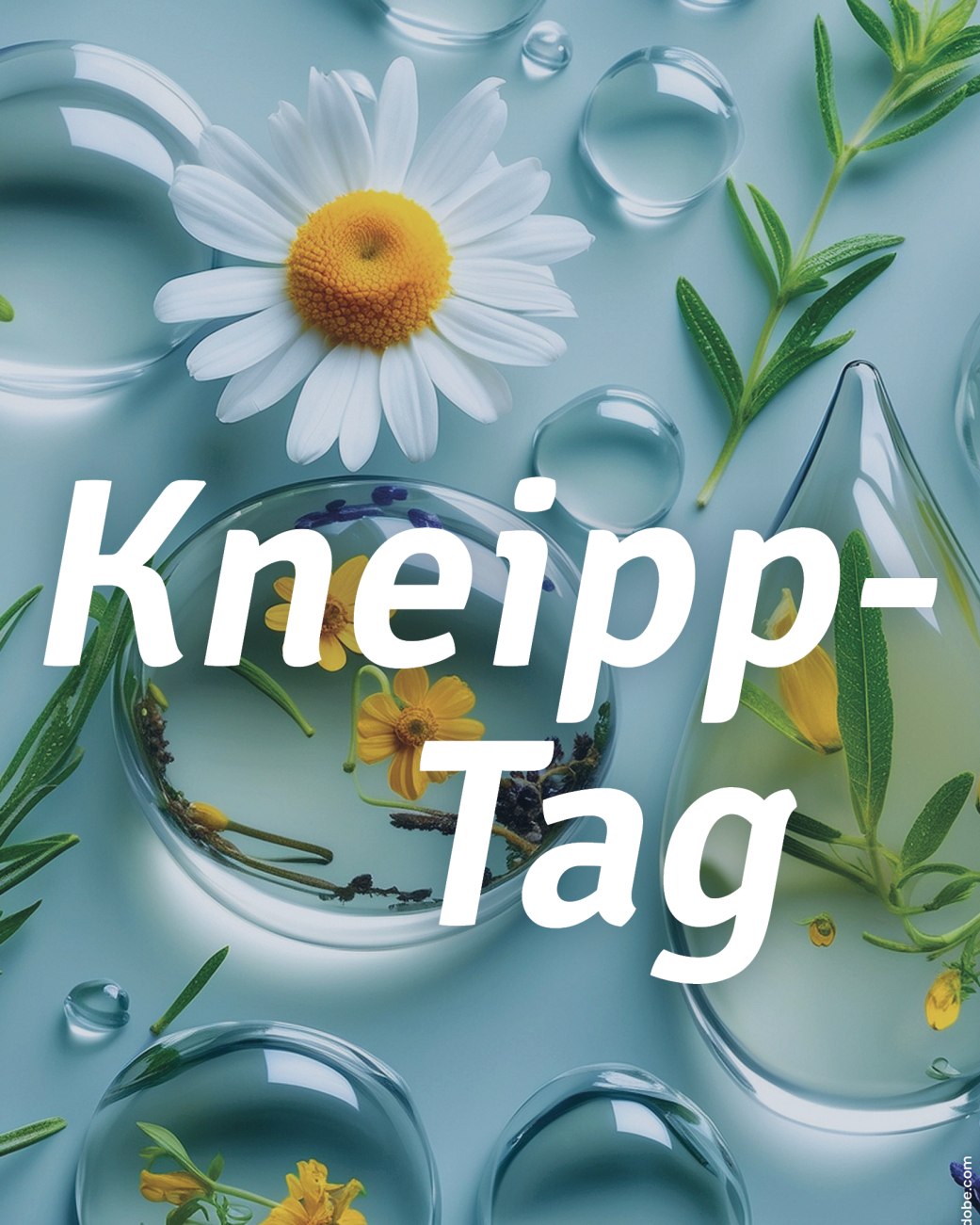 Blumen und Wassertropfen, darüber der Schriftzug &quot;Kneipp-Tag&quot;, © Stadt Bad Salzuflen