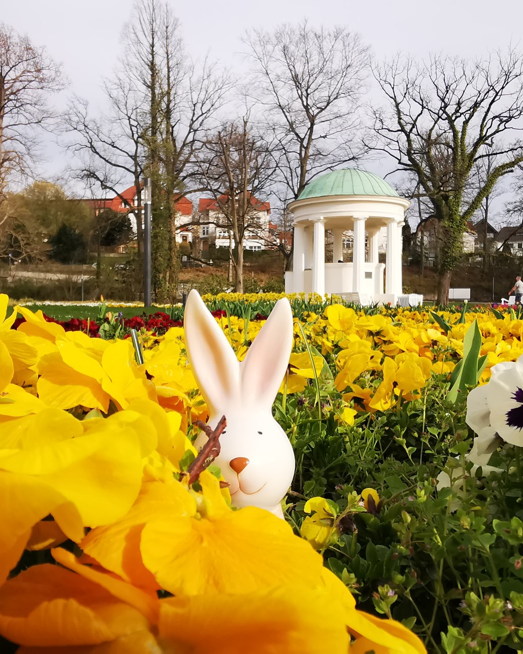 Wer für das kommende lange Osterwochenende noch ein Ausflugsziel sucht, kann sich im Kurpark von Bad Salzuflen auf frühlingshafte Blumenpracht, Strandkörbe, Baumelbänke und schöne Angebote freuen. , © Stadt Bad Salzuflen / D. Halgmann-Bole