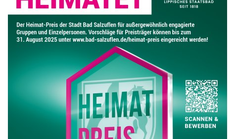 Das Plakat des Heimat-Preises 2025 mit dem Aufruf sich zu bewerben, © Stadt Bad Salzuflen