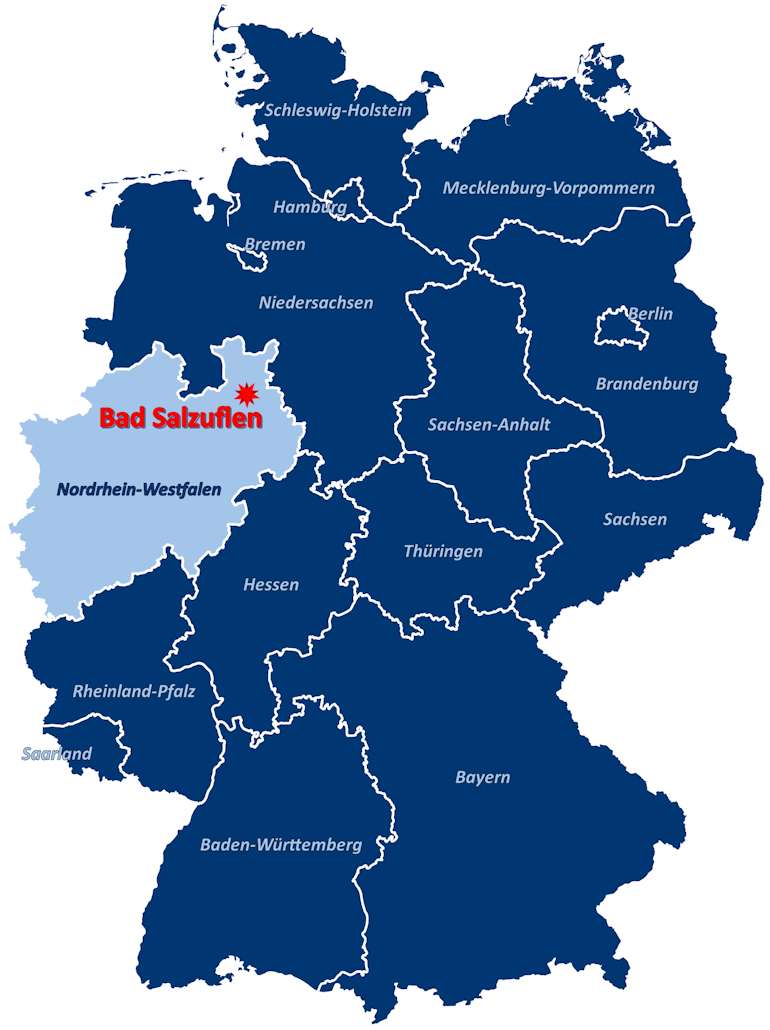 Lage von Bad Salzuflen auf der Deuschlandkarte, © Stadt Bad Salzuflen Lage von Bad Salzuflen auf der Deuschlandkarte, © Stadt Bad Salzuflen